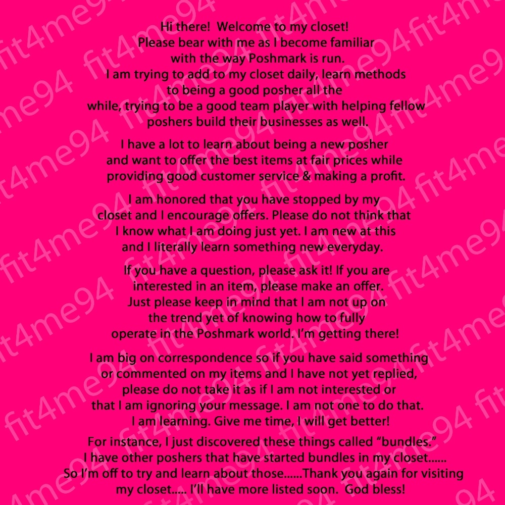 Welcome to my closet!  Please Read.......
